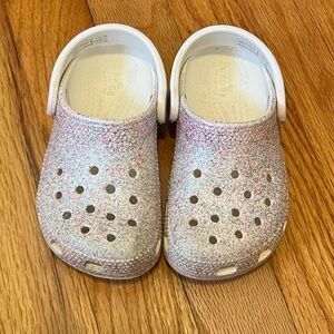 White Glitter Toddler Crocs